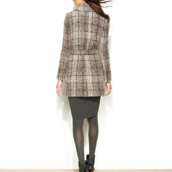 DKNY Double Breasted Wool Tweed Belted Coat 6 - Picture 8 of 9